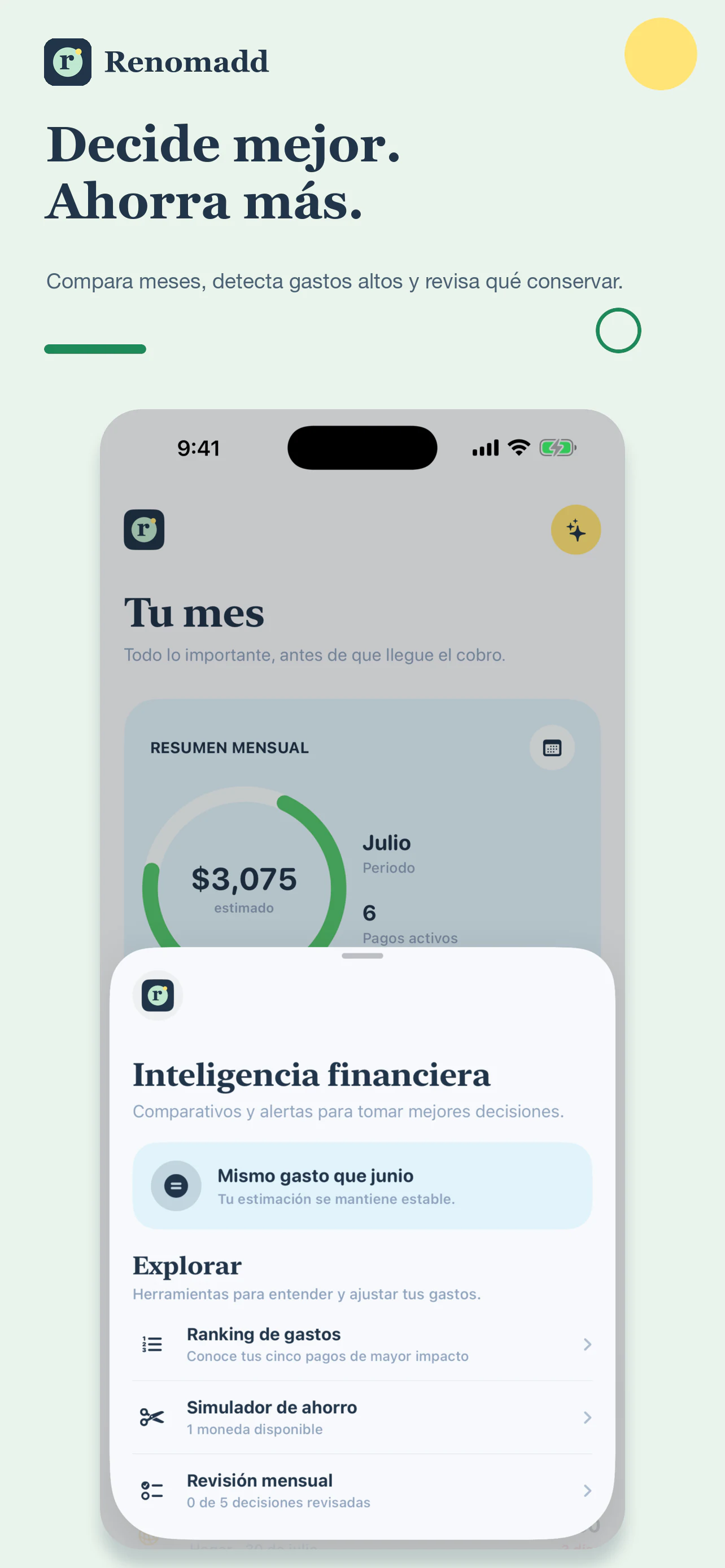 Herramientas de análisis y ahorro en Renomadd